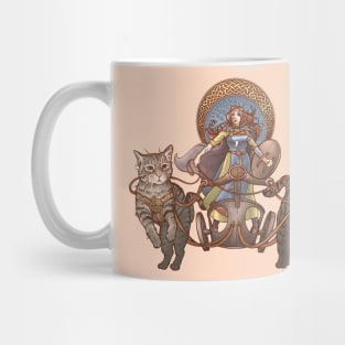 Frey Driving Her Cat Chariot Mug